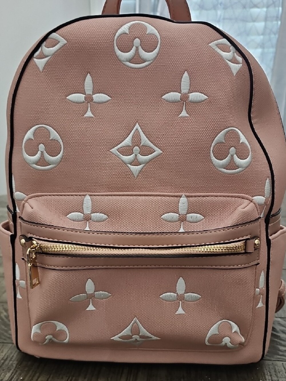 Pink Embossed Backpack with Matching Wallet - Picture 2 of 8